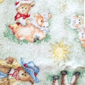 Western teddy bear fleece blanket mint green